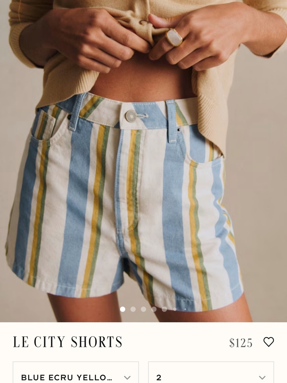 Sezane Le City shorts in blue ecru and yellow stripes!